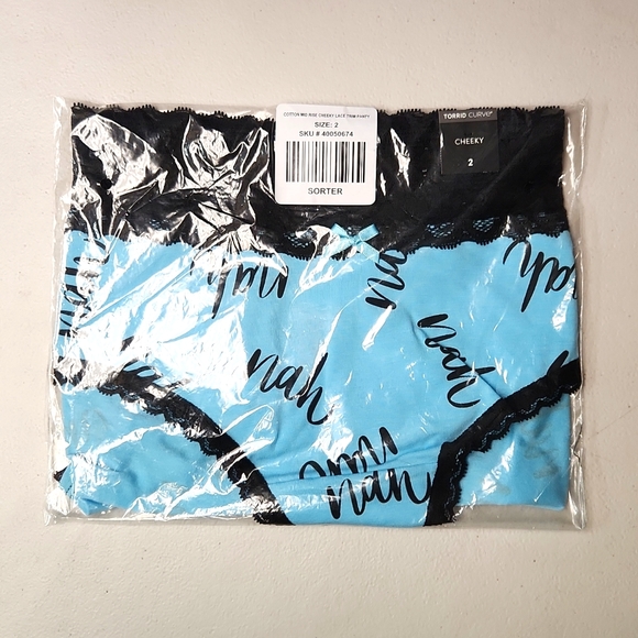 ♥️NWT VINTAGE TORRID PANTY - MID-RISE - CHEEKY - LACE TRIM - GRAPHIC NAH - Picture 4 of 9